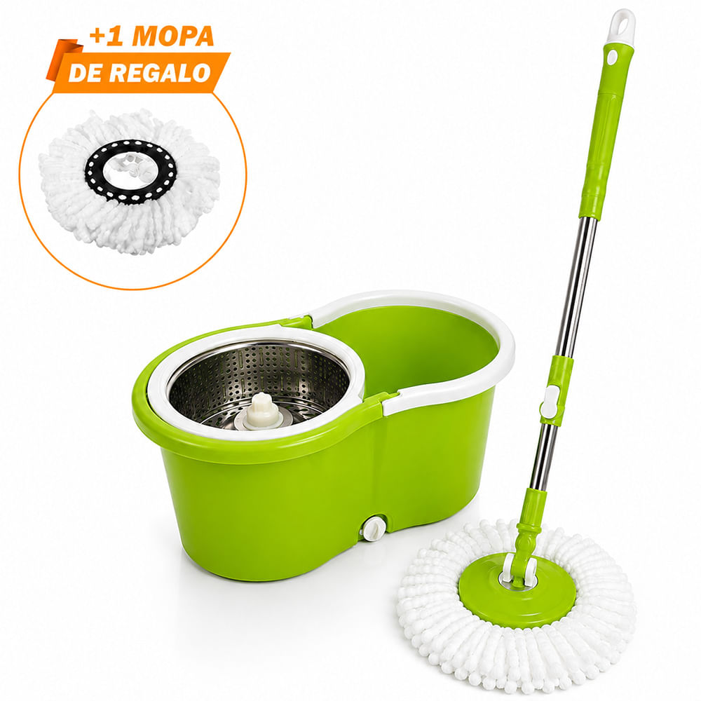 Trapeador con Escurridor Giratorio Automático con Mopa de Regalo Verde WW1