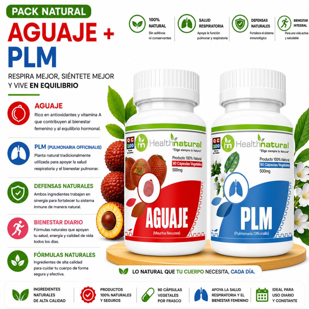 AGUAJE HEALTHNATURAL 500MG Y PLM PULMONARIA HEALTHNATURAL 500MG