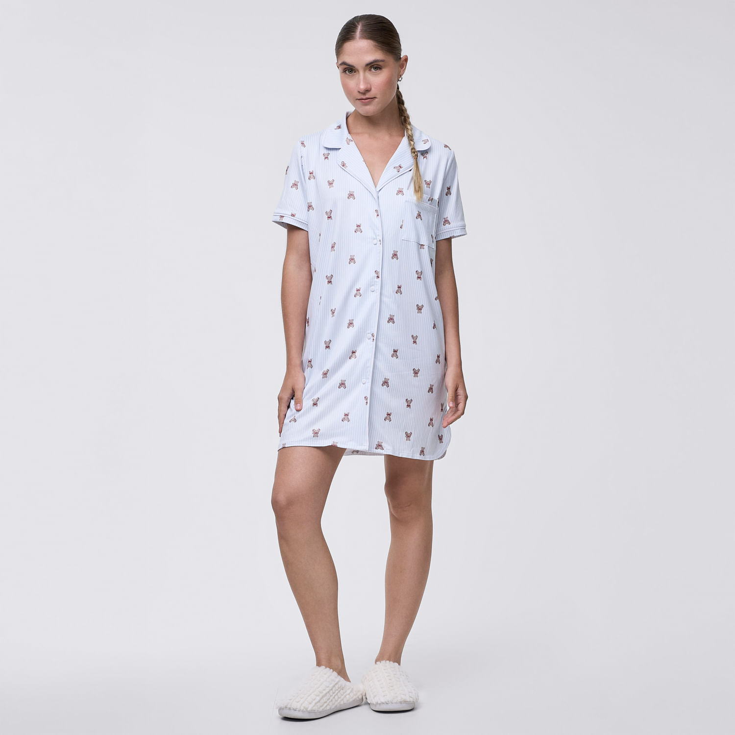 Camisón Pijama Mujer Camisera Aop Vis Hypnotic Manga Corta Celeste Bebé Talla L