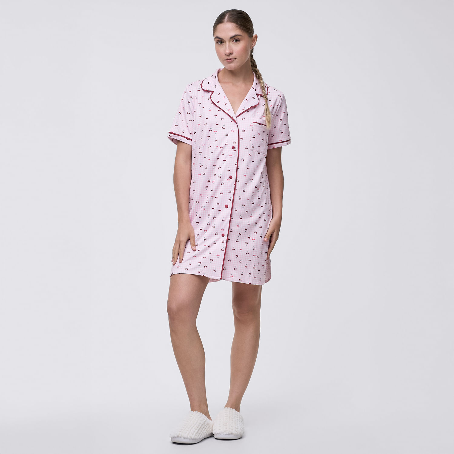 Camisón Pijama Mujer Camisera Aop Vis Hypnotic Manga Corta Rosado Talla Xl