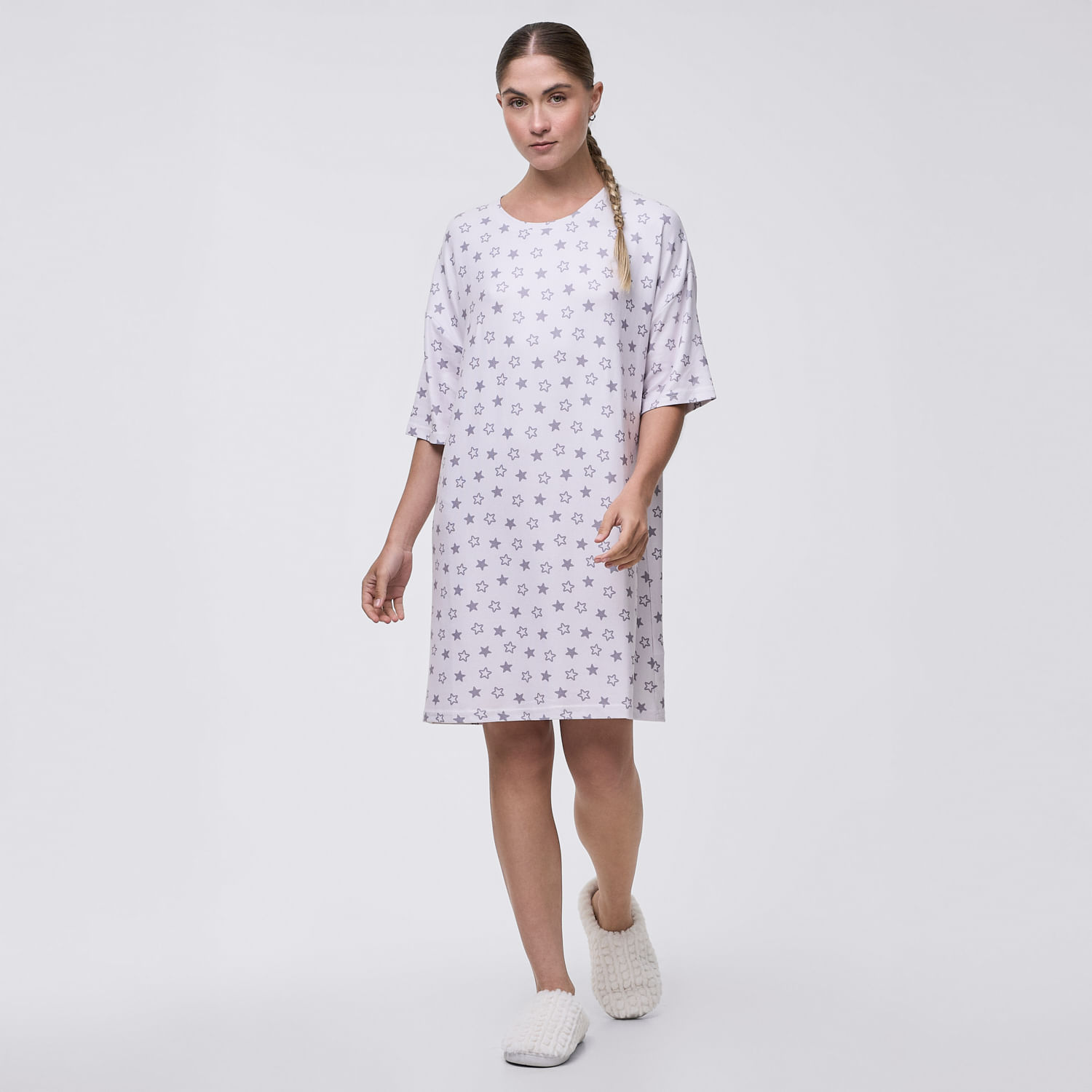 Camisón Pijama Mujer Night Chomp Hypnotic Manga Corta Gris Claro Talla L