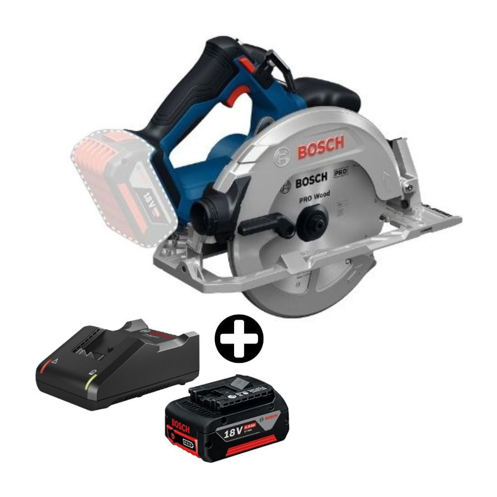 COMBO Sierra Circular Bosch Gks 18v-68-2 Baretool + Batería de Litio GBA 18V 4.0 AH + Cargador GAL 18V-40