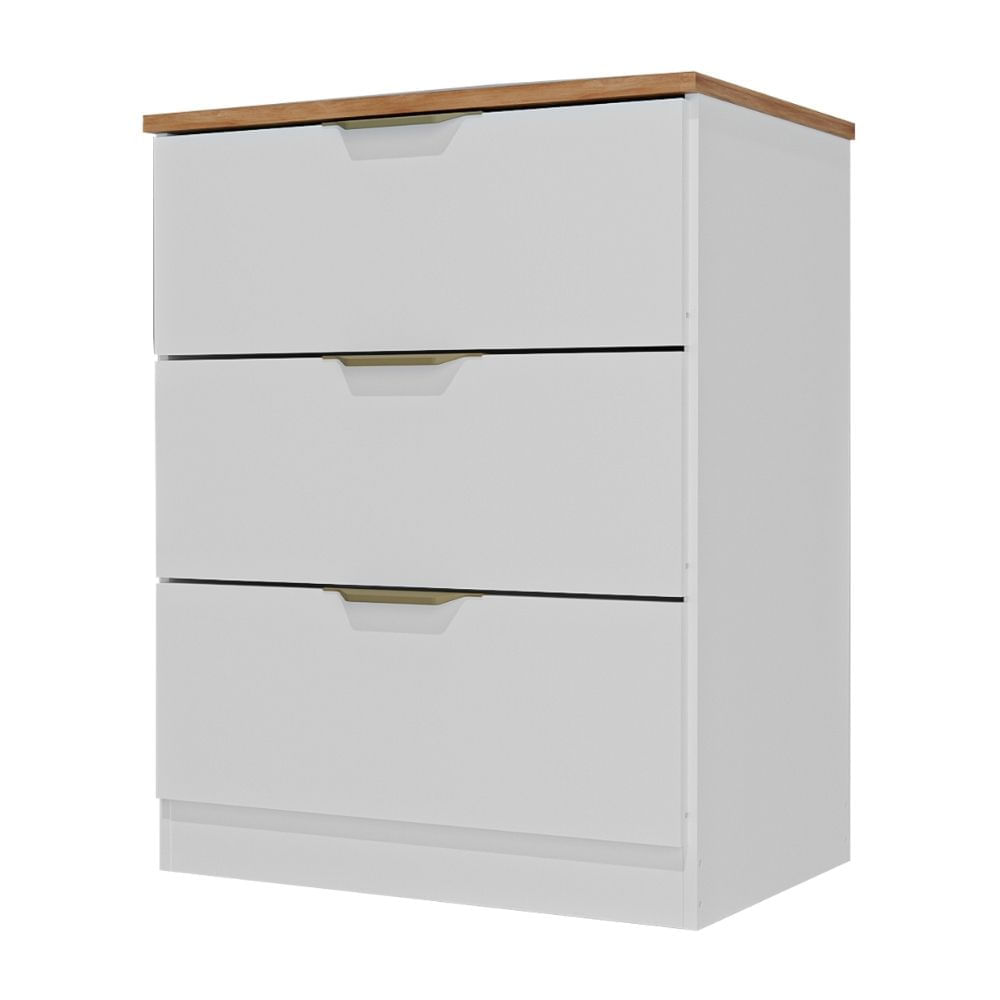 Cómoda Milan 3 Cajones Blanco/Maple