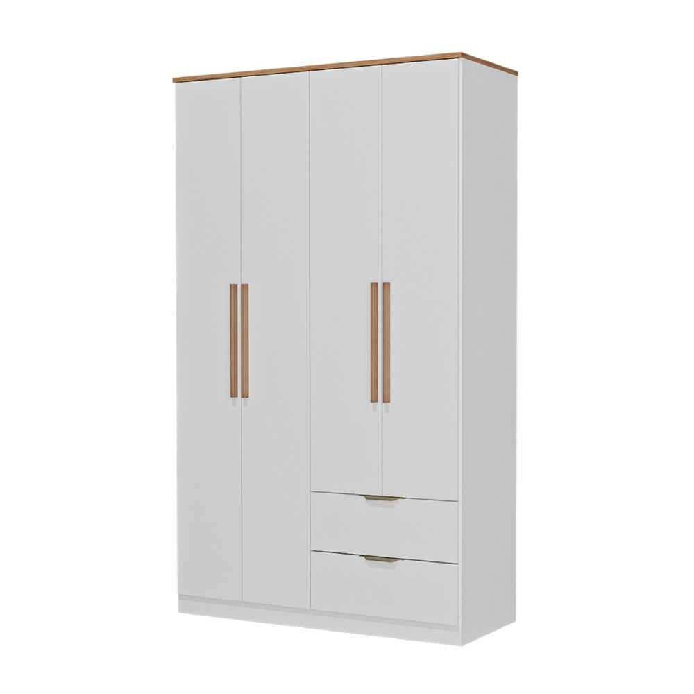 Ropero Milan 4 Puertas 2 Cajones Blanco/Maple
