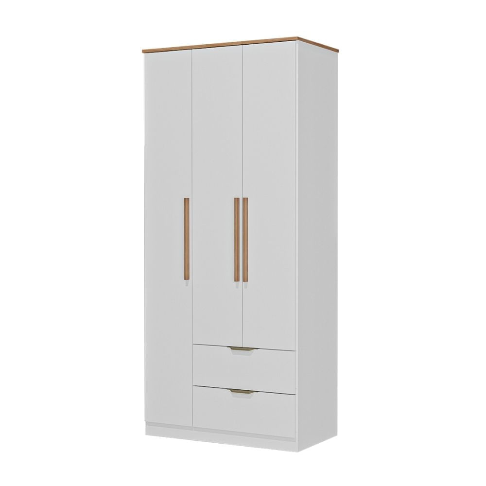 Ropero Milan 3 Puertas 2 Cajones Blanco/Maple