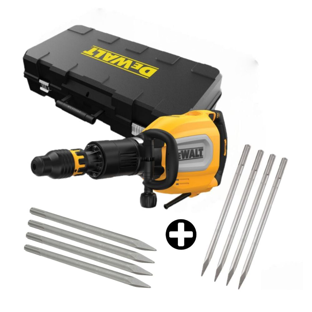 COMBO Demoledor D25911 SDS Max 1700W Dewalt + 4 Cinceles SDS Max Punta Aguda Dewalt