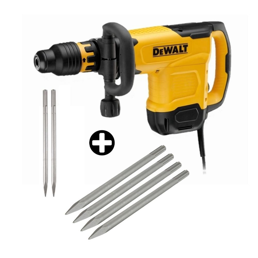 COMBO Demoledor 10kg 1600W D25881K S-Max Dewalt + 4 Cinceles SDS Max Punta Aguda Dewalt