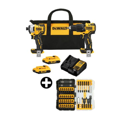 COMBO Dewalt: Taladro Percutor 20V + Atornillador Brushless 2 baterías 2Ah DCK279D2B2 + Set de 40 Piezas Flex Torq - Toughcase