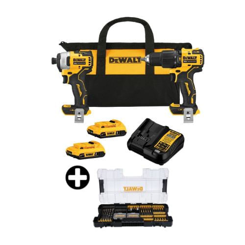 COMBO Dewalt: Taladro Percutor 20V + Atornillador Brushless 2 baterías 2Ah DCK279D2B2 + Set de Puntas de Destornillador Impacto 100 Piezas