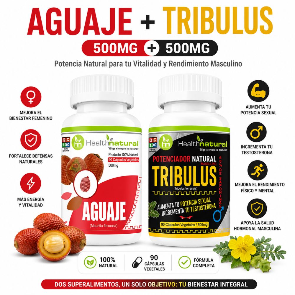 AGUAJE HEALTHNATURAL 500MG Y TRIBULUS TERRESTRE HEALTHNATURAL 500MG