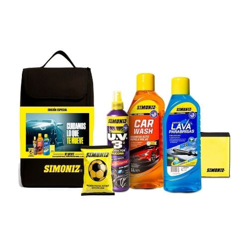 Kit Silicona Fresa 300ml + Lavaparabrisas 1l + Shampoo 1l + Llavero + Paño Simoniz