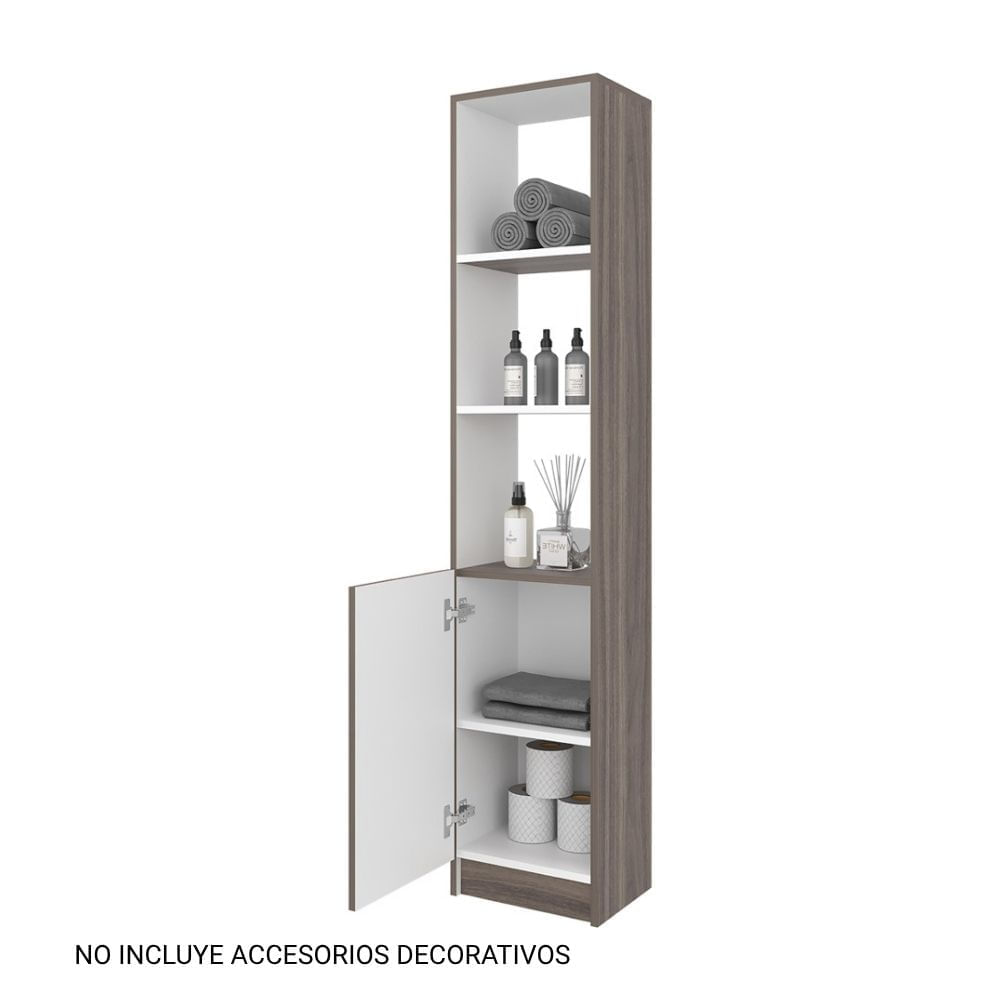 Estante Alto de Baño 1 Puerta Bath Avellana/Blanco 162.2x33x26.8cm Tuhome