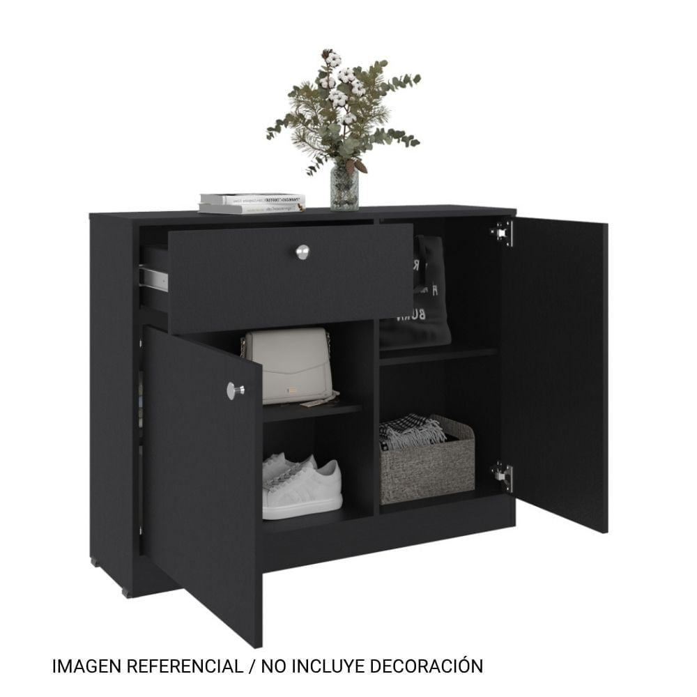 Cómoda Praga 1 Cajón 2 Puertas Wengue 80x100x30 Tuhome