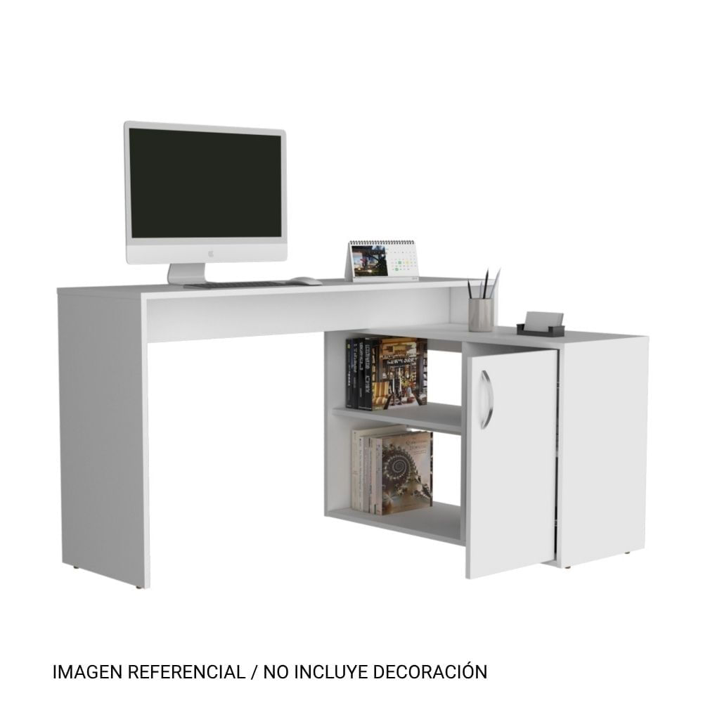 Escritorio en L 1 Puerta Axis Eco Blanco 71x125x90 Tuhome