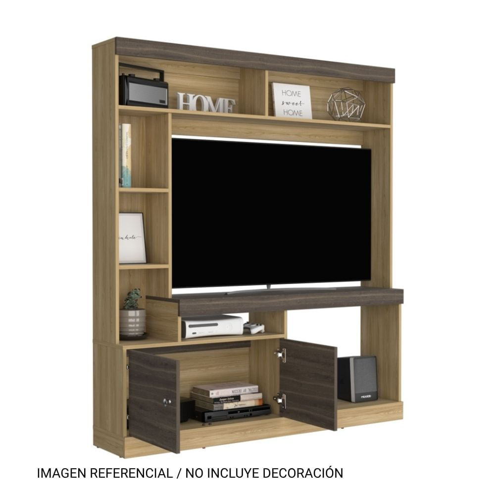 Estante TV 65" 2 Puertas Dante Fresno y Milan Tuhome