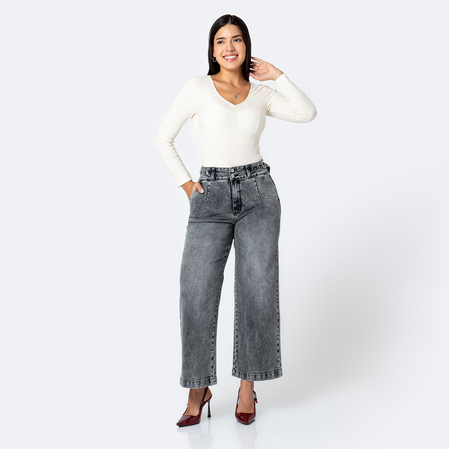 Jean Mujer Amelii Pionier Pitillo Gris 32