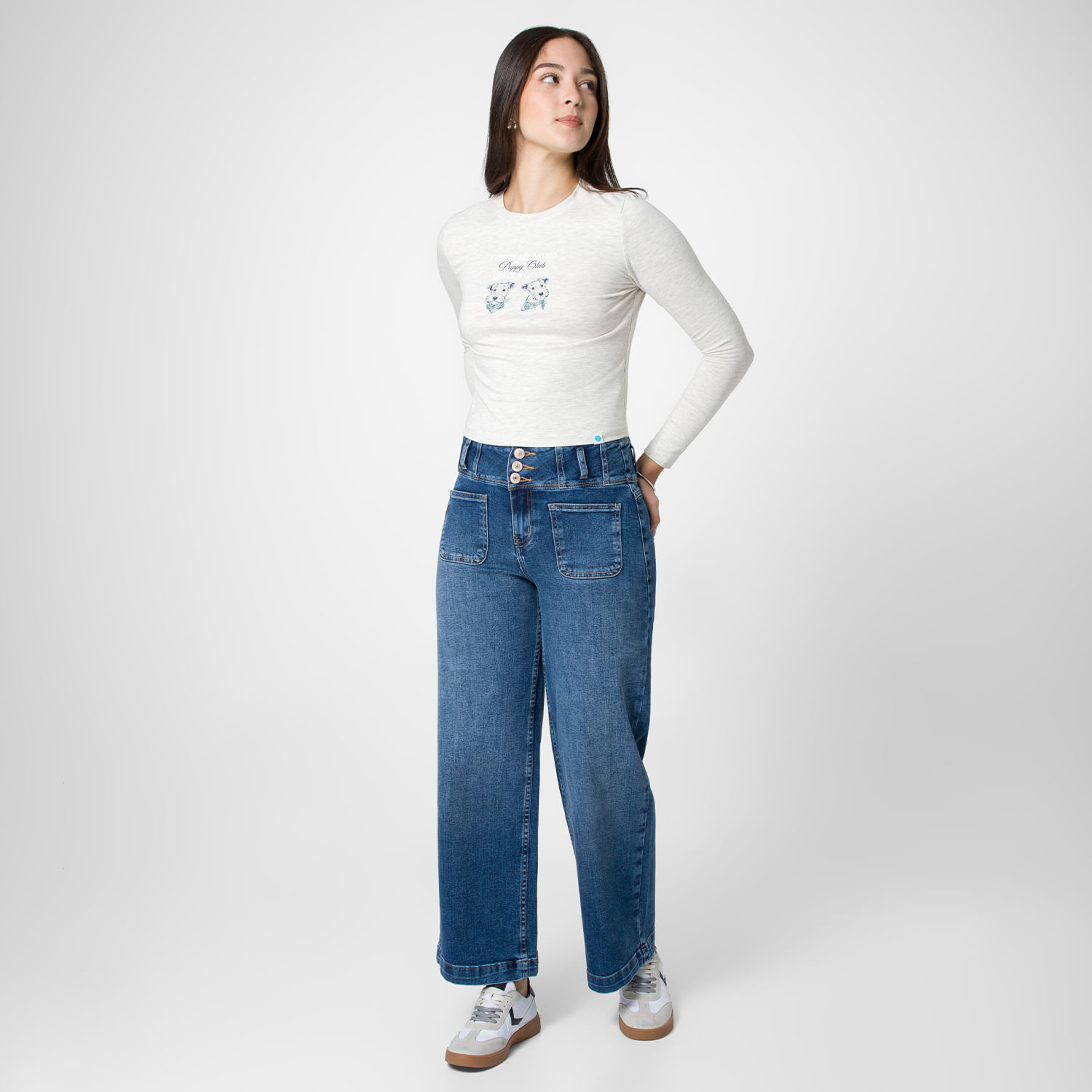 Jean Mujer Azelie Squeeze Wide Leg Azul 30
