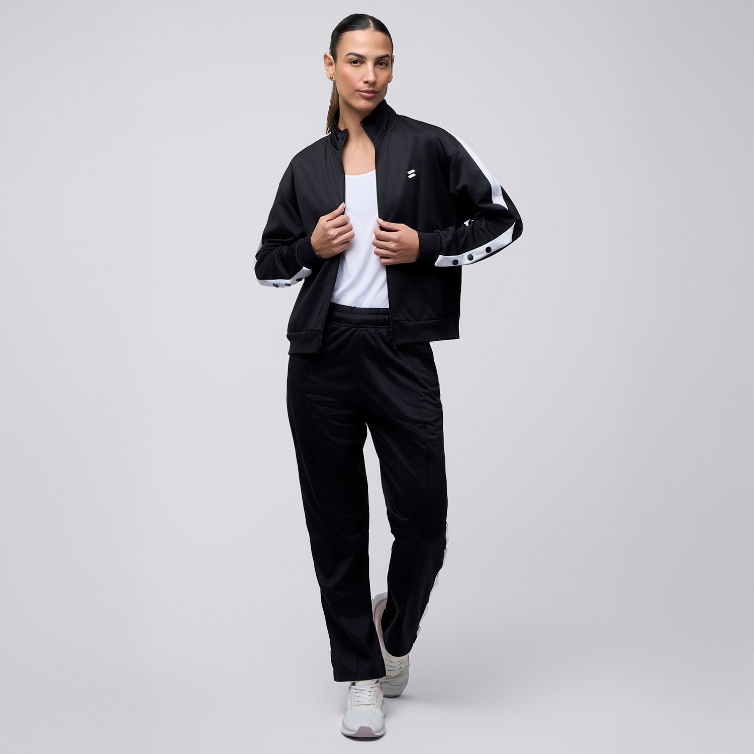 Conjunto Buzo Deportivo Mujer Botones Podium Negro L