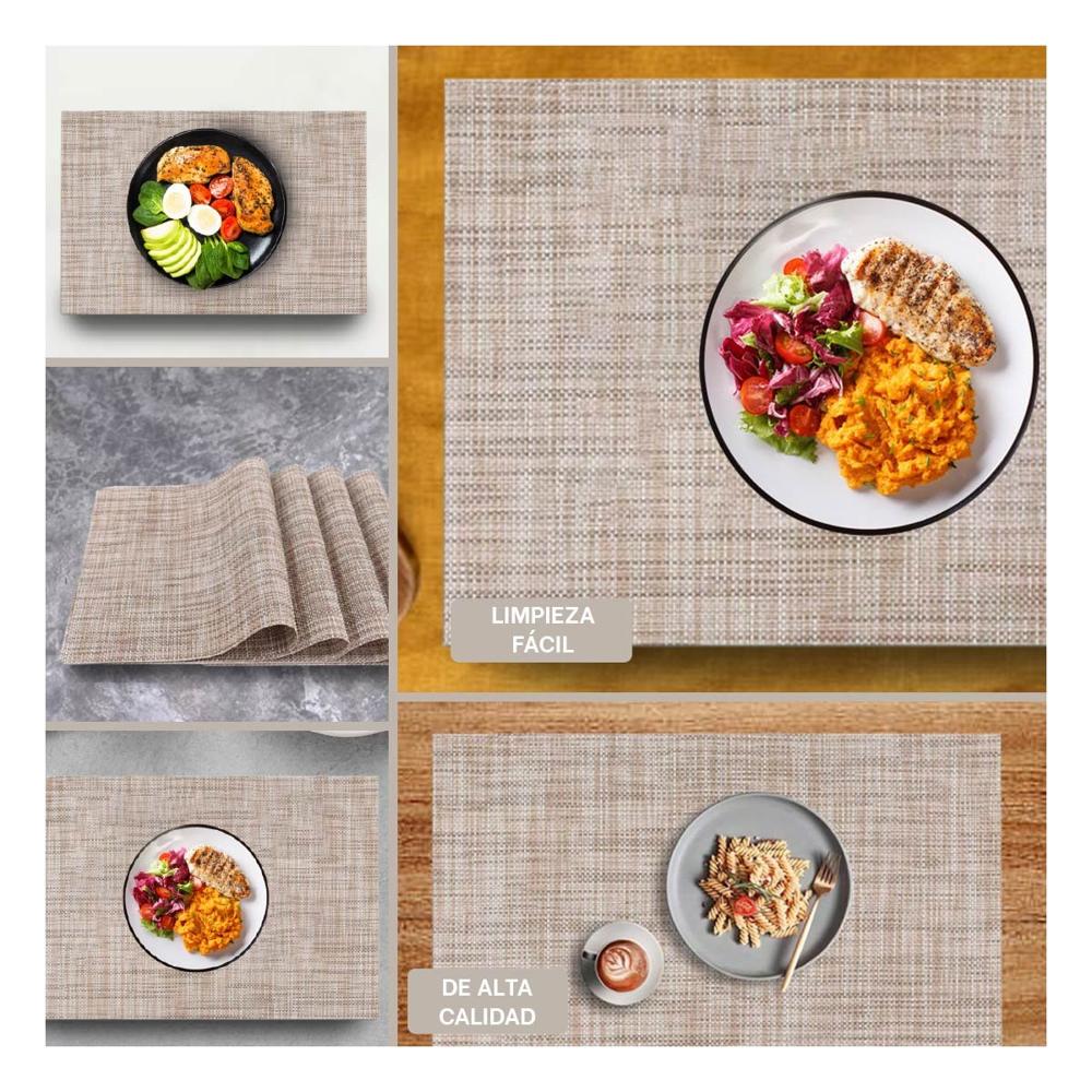 Set Individuales de Mesa Mostaza Jaspeado 6 Piezas Practica y Facil de Limpiar YLigas Regalo