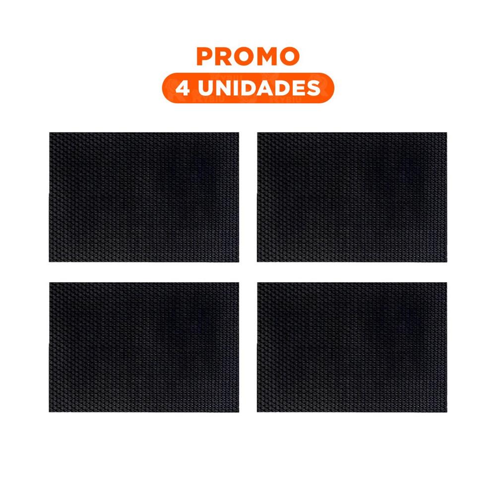 Pack4 Kit de Mesa Individuales Rectangulares Negro 6 Piezas Antiimpacto y Segura