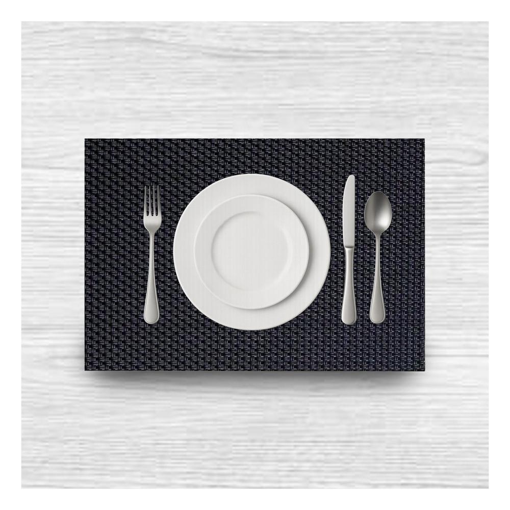 Set Individuales de Mesa Rectangular Negro 6 Piezas Segura y Organizada en Mesa YPapel Regalo