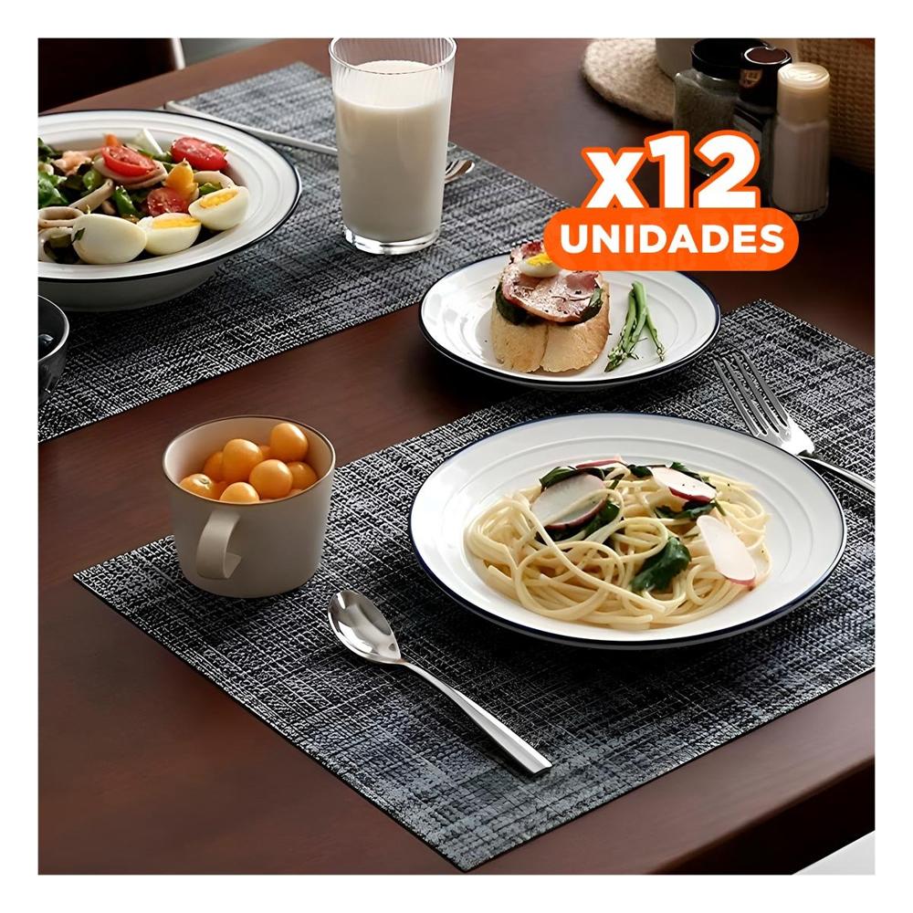 Pack12 Bandeja de Mesa Individuales Plomo Jaspeado 6 Piezas Resistente YPapel Regalo