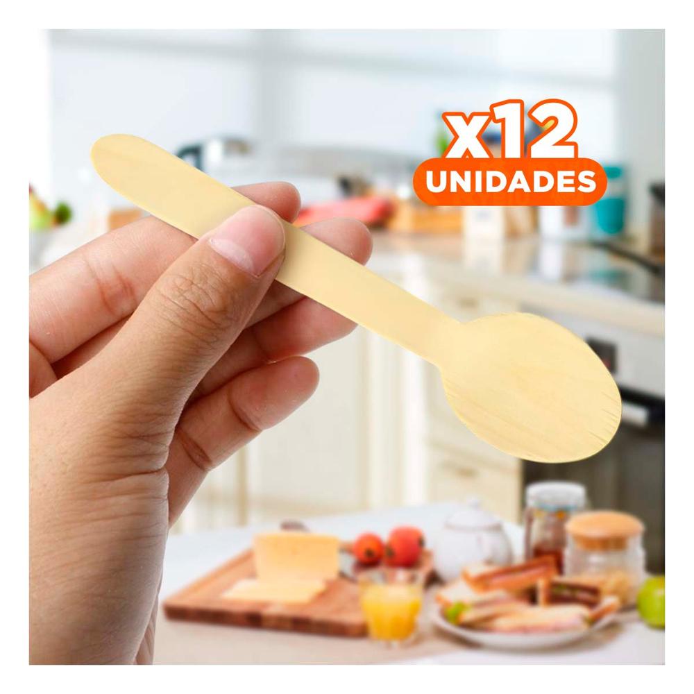 Pack12 Pack de Cucharas 100 Pzs con Diseno Natural para Hogar y Eventos Y Regalo Sticker