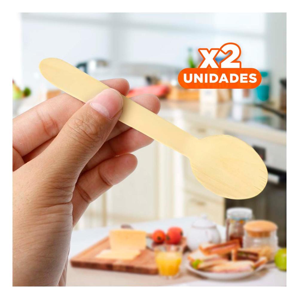 Pack2 Cucharillas de Madera 100 Pzs en Tono Claro para Cocina y Servicio