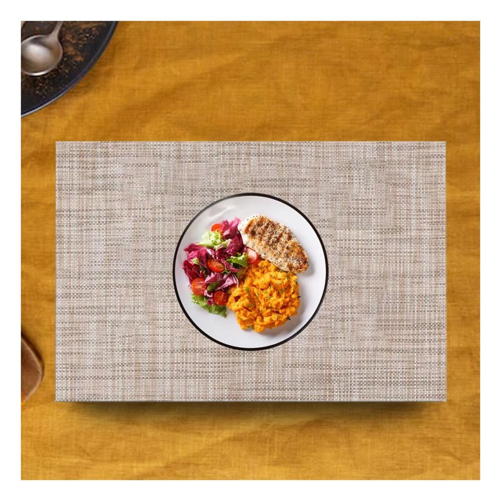 Set Individuales de Mesa Mostaza Jaspeado 6 Piezas Organizada y Segura Y notas