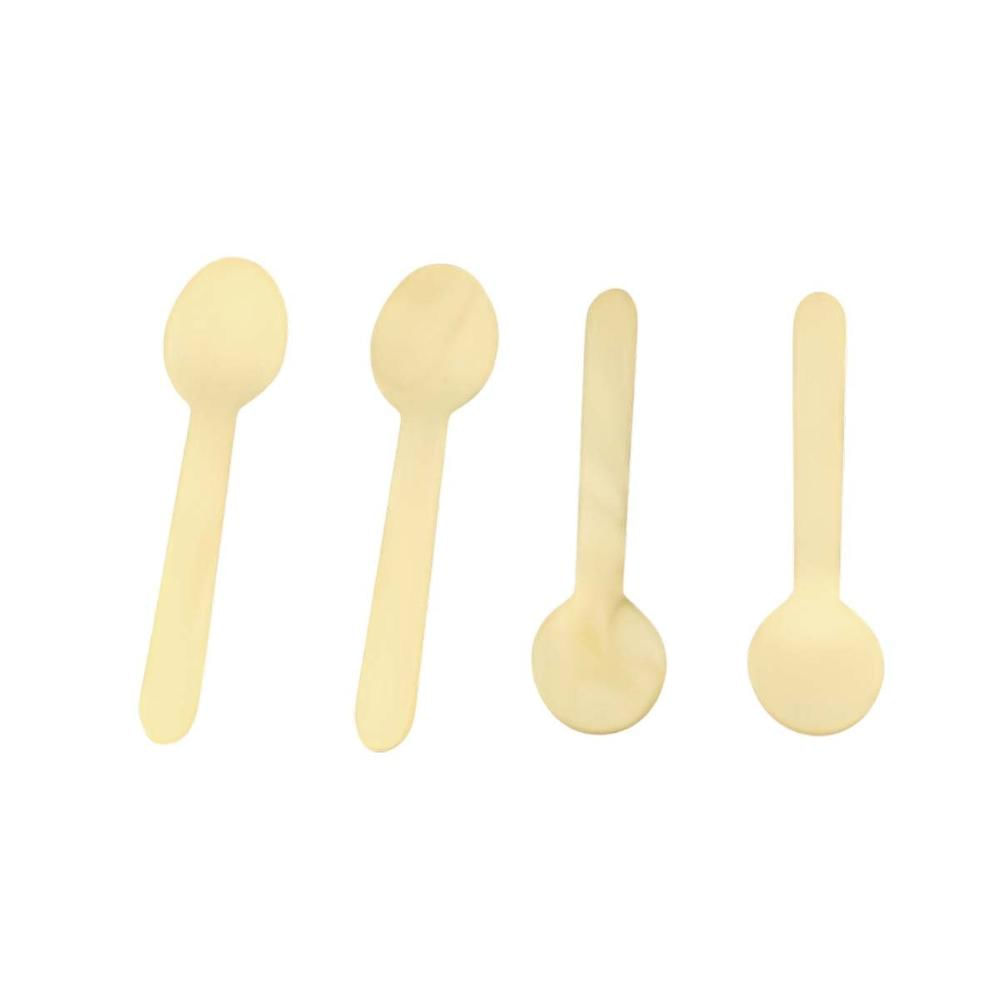 Cucharas de Madera 100 Pzs para Uso Diario en Cocina y Reuniones Y Regalo Sticker