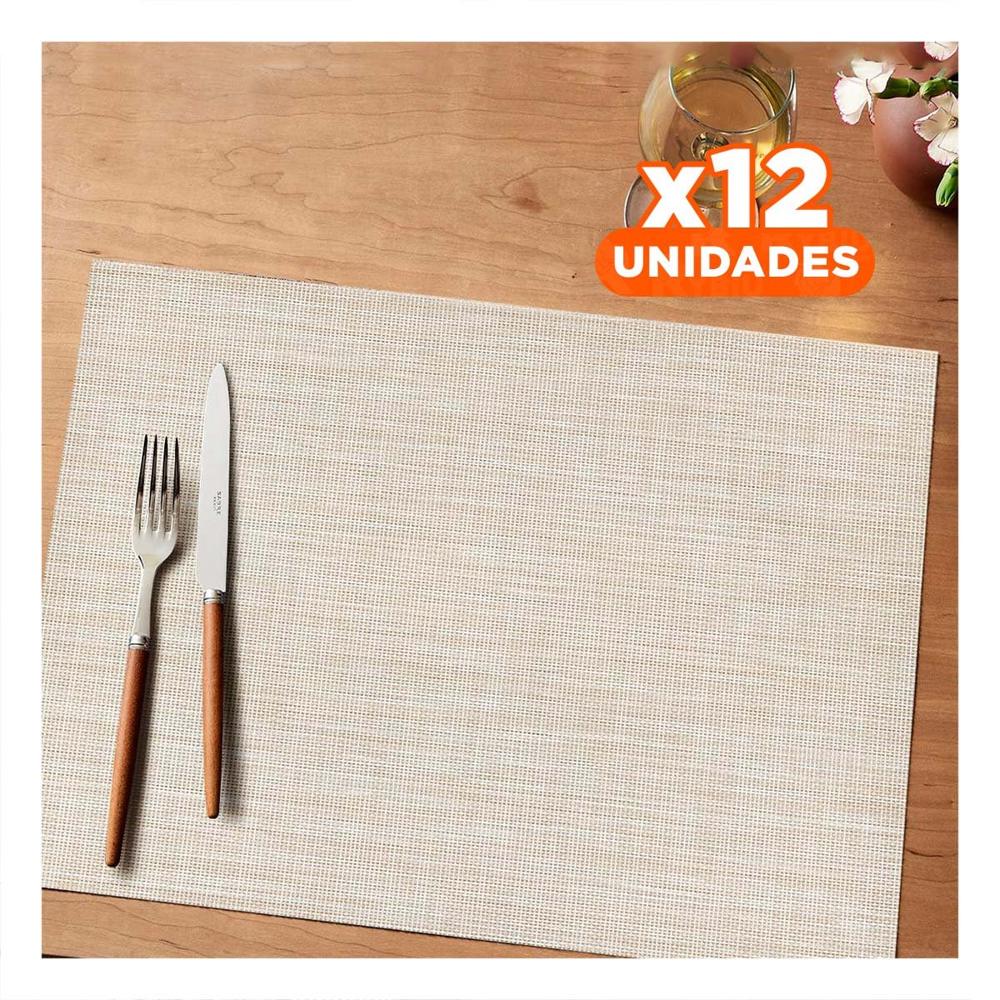 Pack12 Bandeja de Mesa Individuales Beige 6 Piezas Segura y Practica YRegalo Sticker