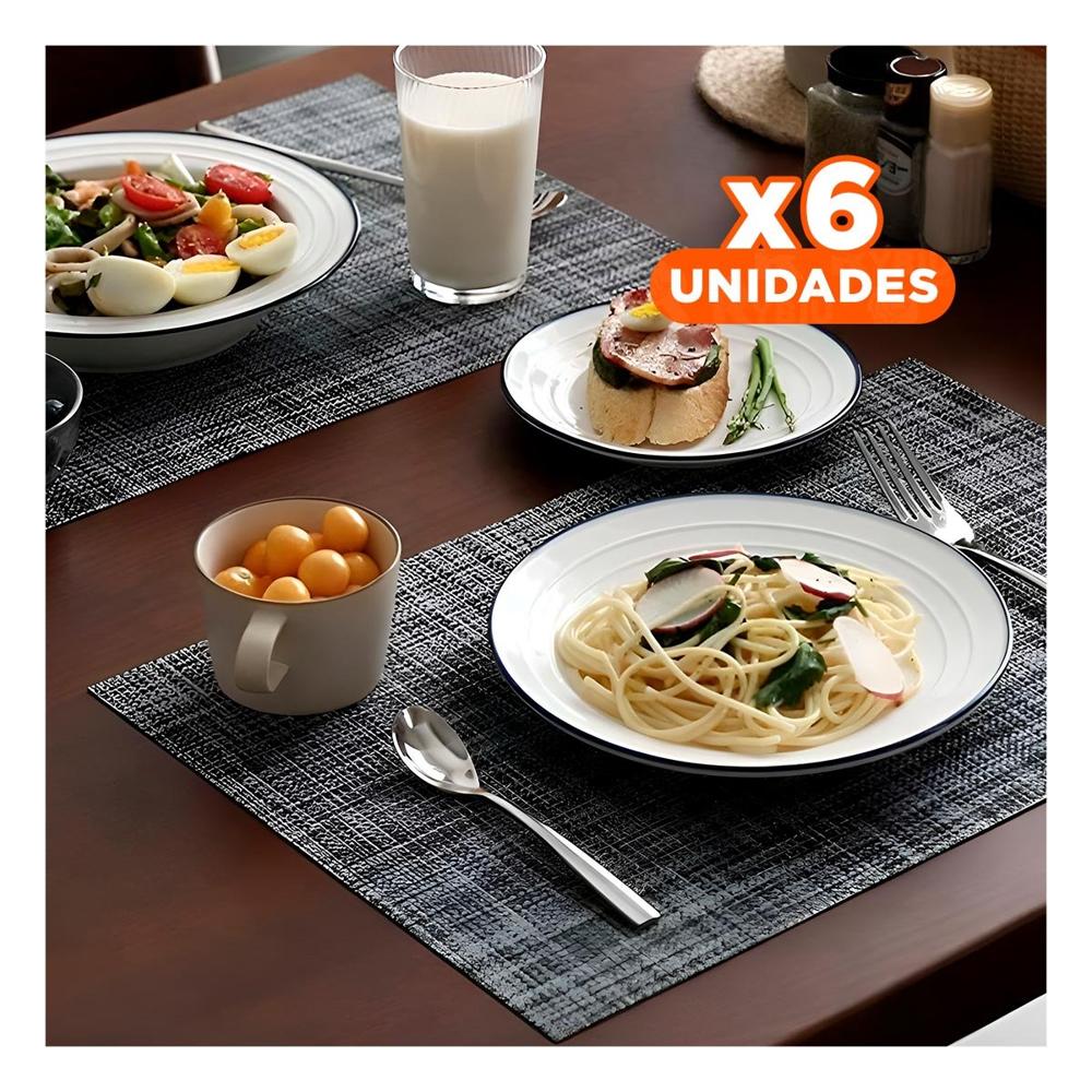 Pack6 Porta Individuales de Mesa Plomo Jaspeado 6 Piezas Duradero y Organizado YPapel Regalo