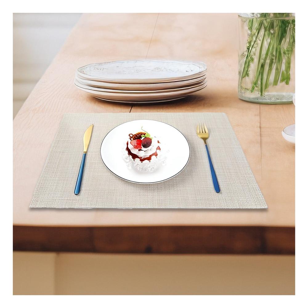 Set Individuales de Mesa Beige 6 Piezas Resistente y Facil de Usar en Hogar