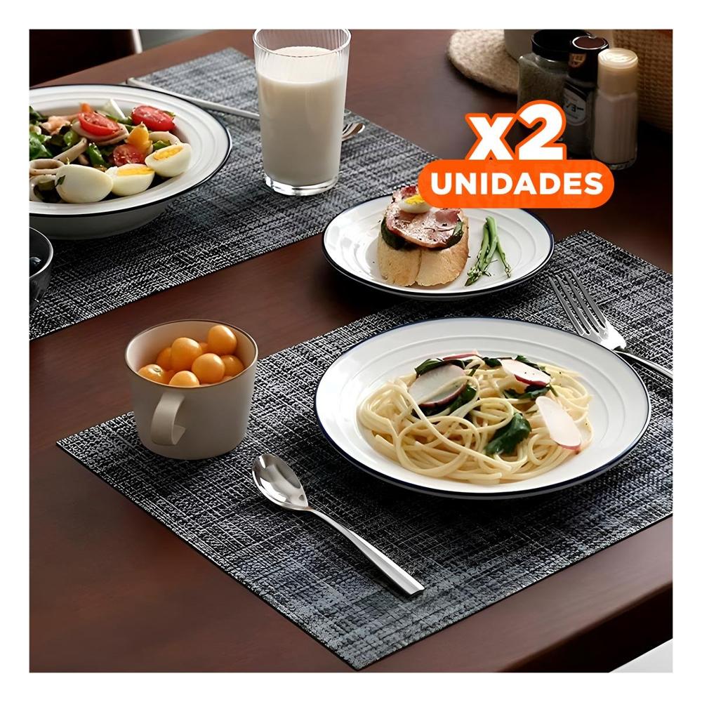 Pack2 Kit de Mesa Individuales Plomo Jaspeado 6 Piezas Facil de Limpiar YPapel Regalo