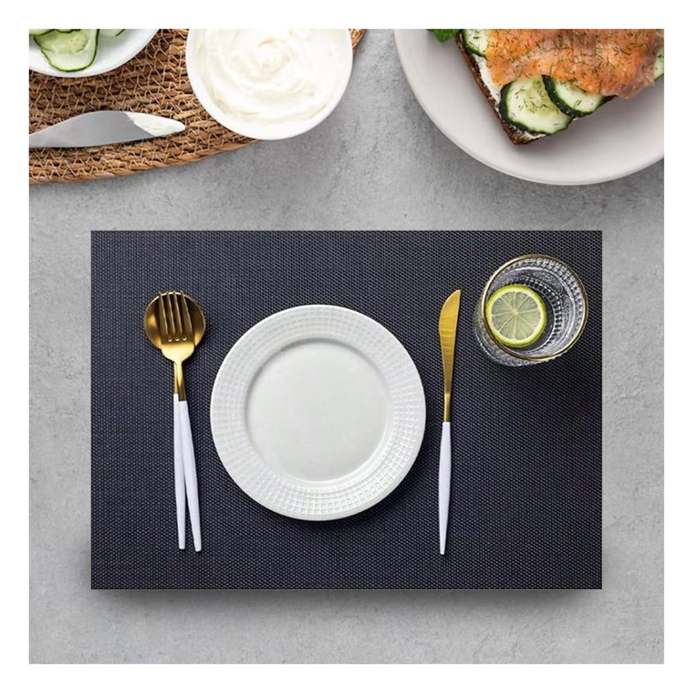Set Individuales de Mesa Rectangular Negro 6 Piezas Resistente y Facil de Usar