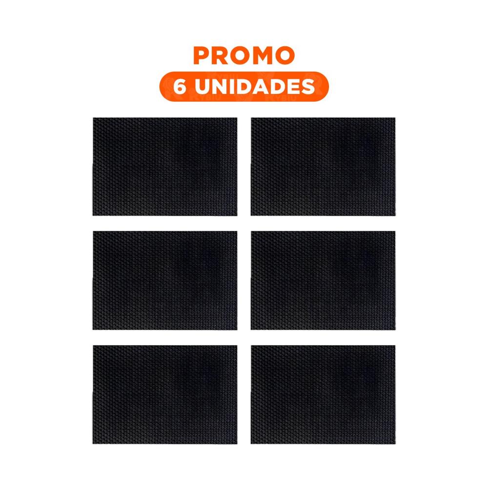 Pack6 Porta Individuales de Mesa Rectangular Negro 6 Piezas Antiimpacto YRegalo Sticker