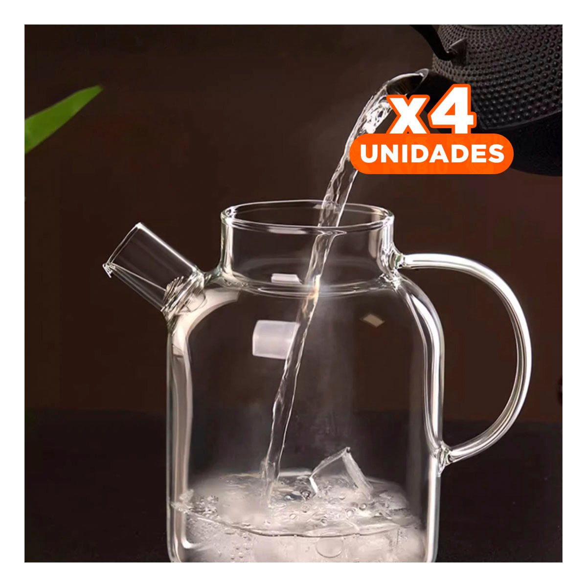 Pack4 Envase de Vidrio 1.5L con Tapa de Madera y Filtro en Pico Facil YRegalo Sticker