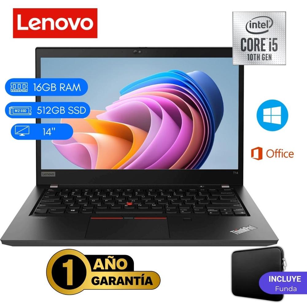 Reacondicionado Laptop  Lenovo ThinkPad T14 Core i5 10ma 16GB RAM 512GB SSD 14""