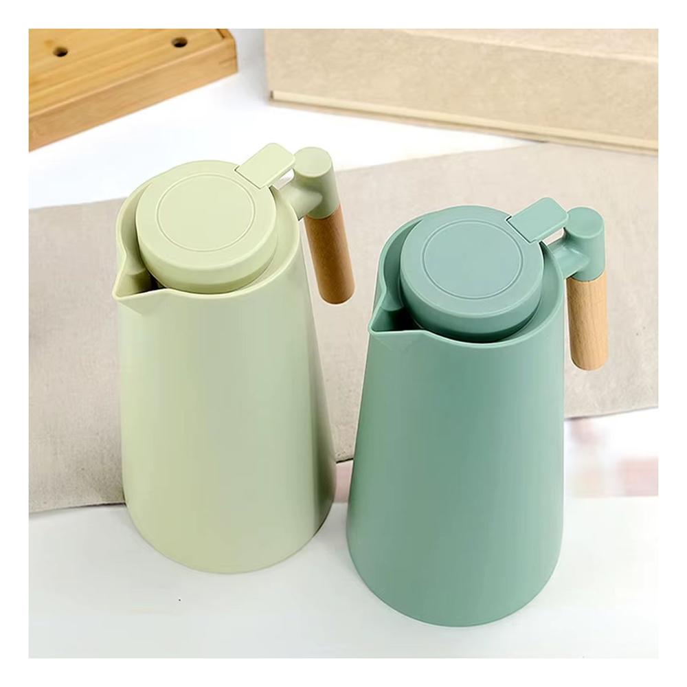 Botella Termo 1L Verde Agua con Mango de Madera Elegante y Funcional para Hogar YPapel Regalo