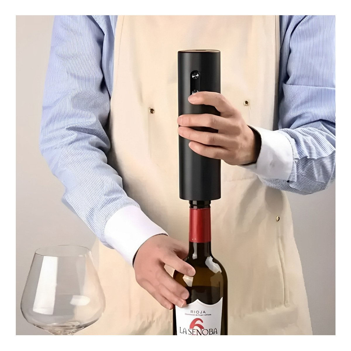 Descorchador Electrico en de Color Negro con Caja Guinda para Cocina Moderna YPapel Regalo