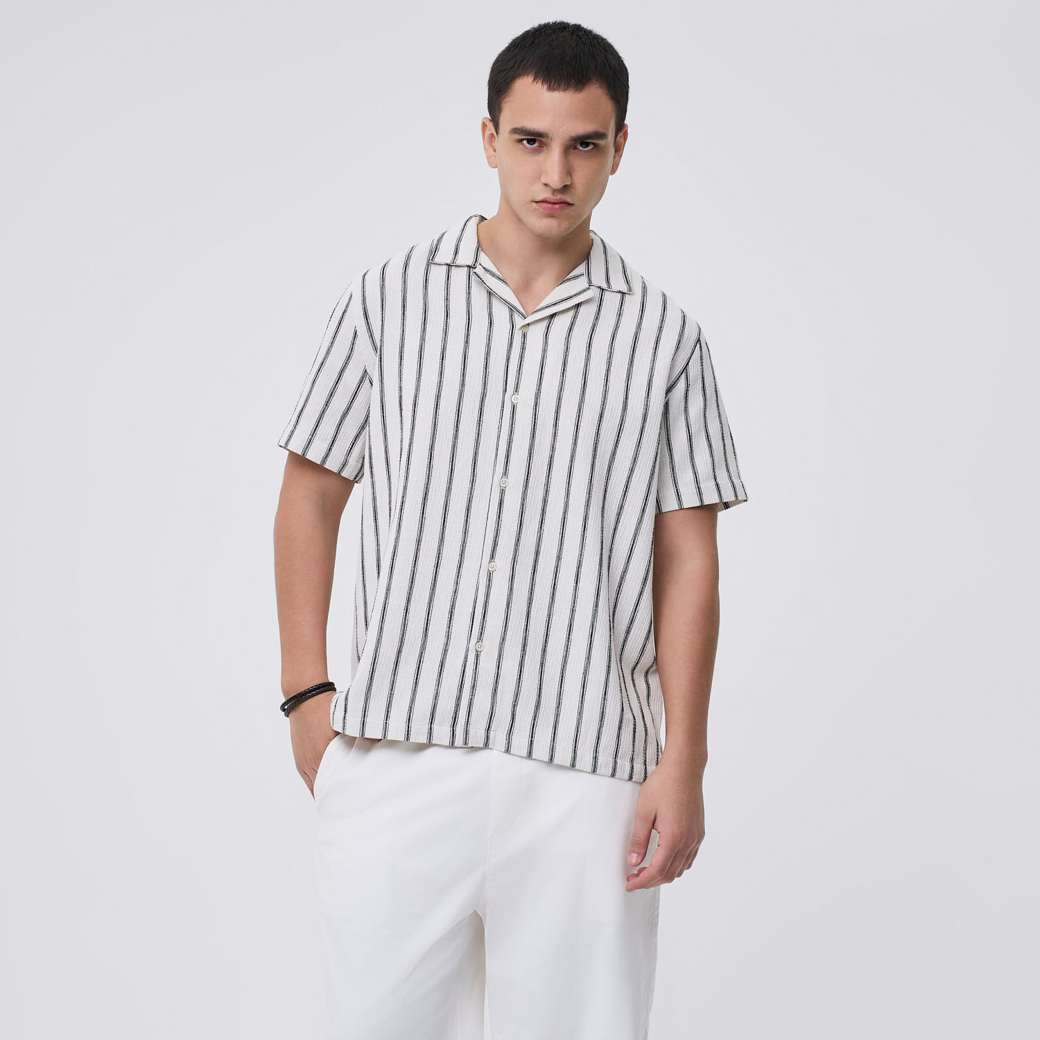 Camisa Manga Corta Hombre New Rayas Hypnotic Negro Talla M