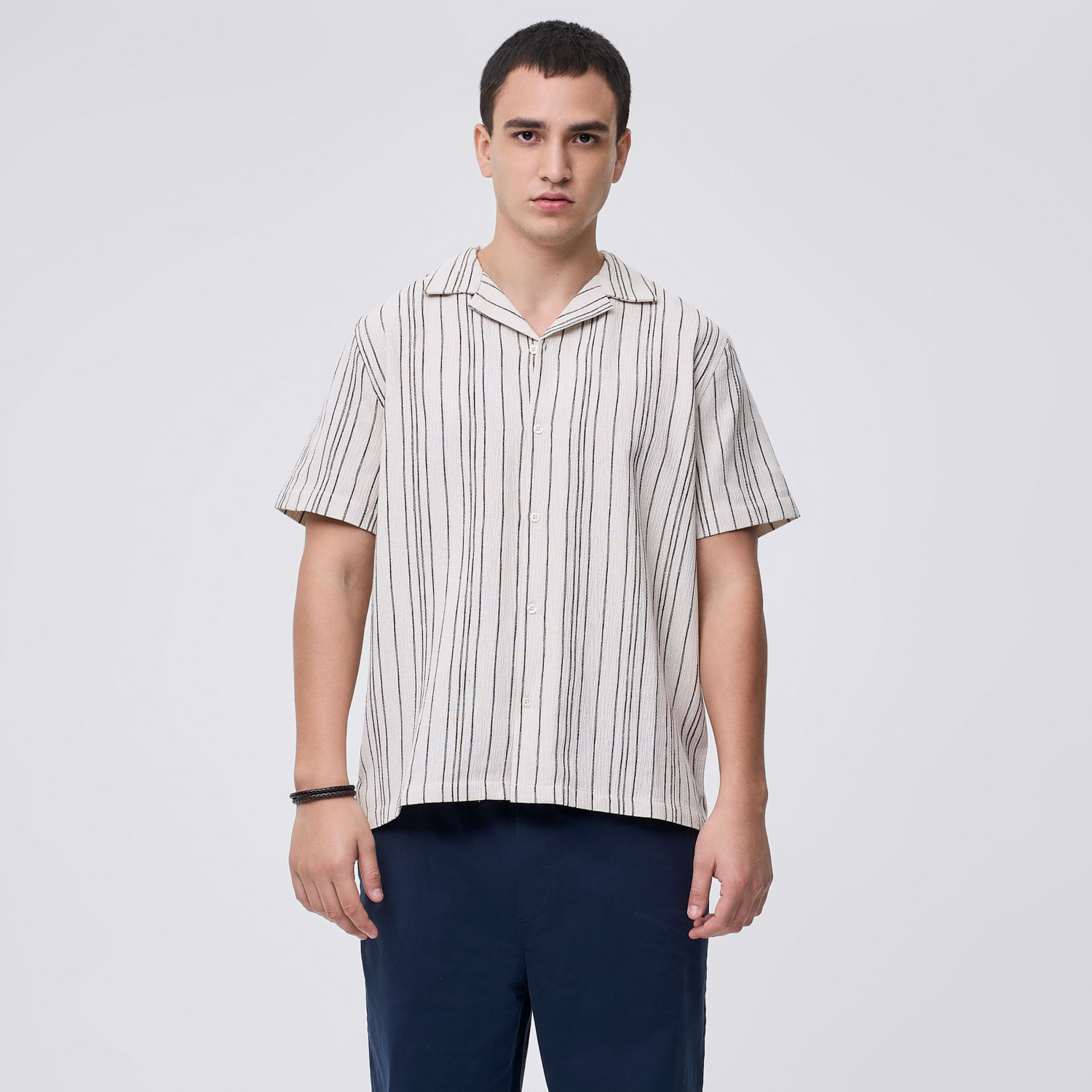 Camisa Manga Corta Hombre New Rayas Hypnotic Verde Talla M