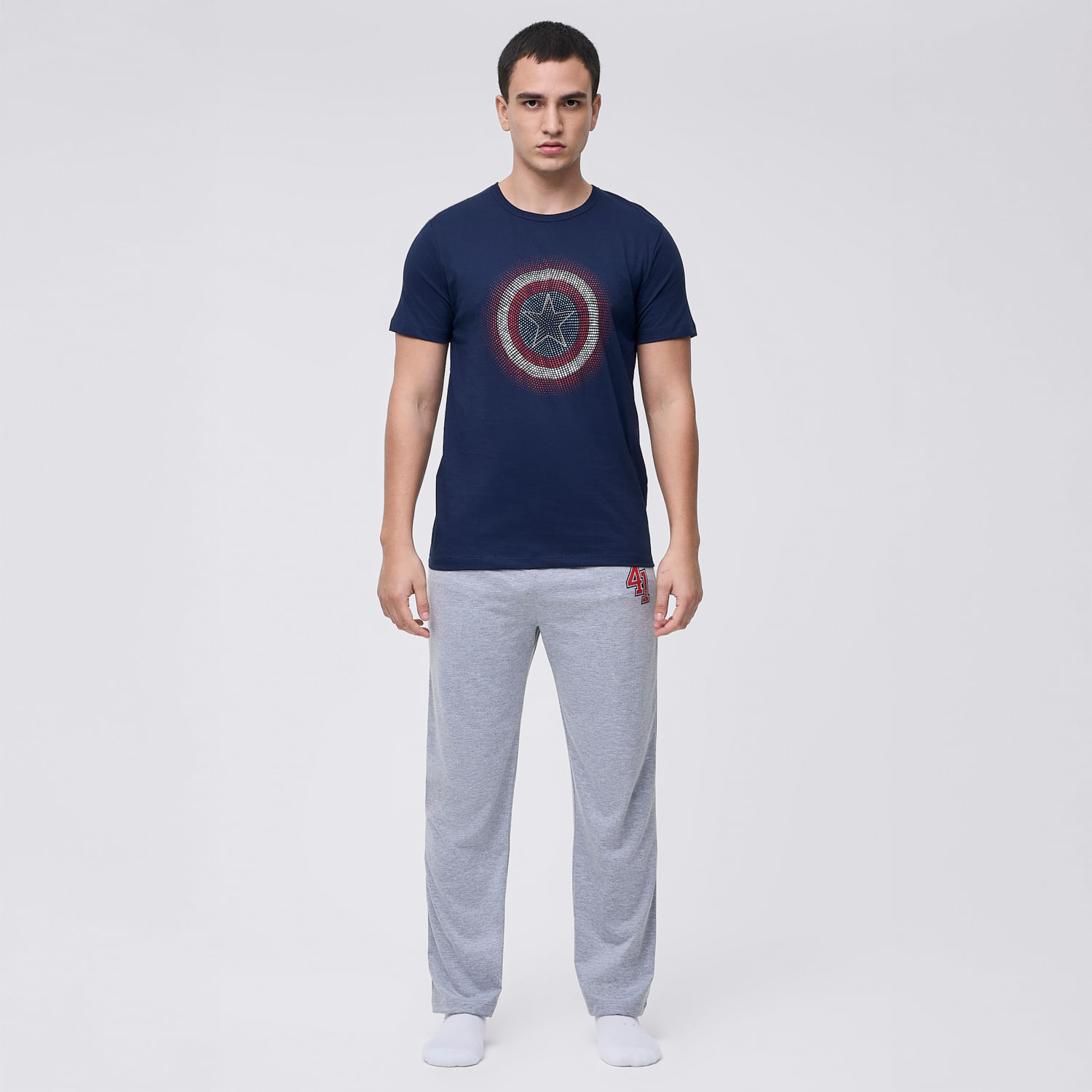 Pijama Hombre Polo Manga Corta + Pantalón Marvel Hypnotic Azul Talla S