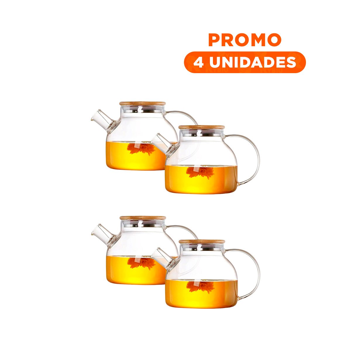 Pack4 Contenedor de Vidrio 1L con Tapa de Madera y Filtro en Pico Seguro y Eficiente