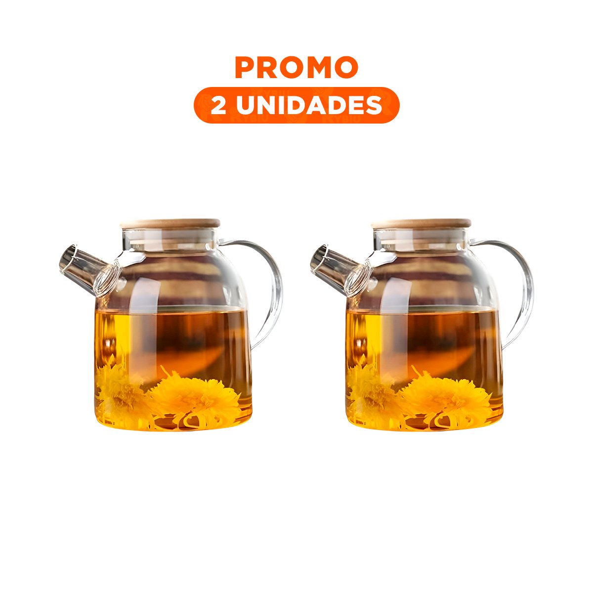 Pack2 Jarro de Vidrio 1.5L con Tapa de Madera y Filtro en Pico Durable y Facil YRegalo Sticker
