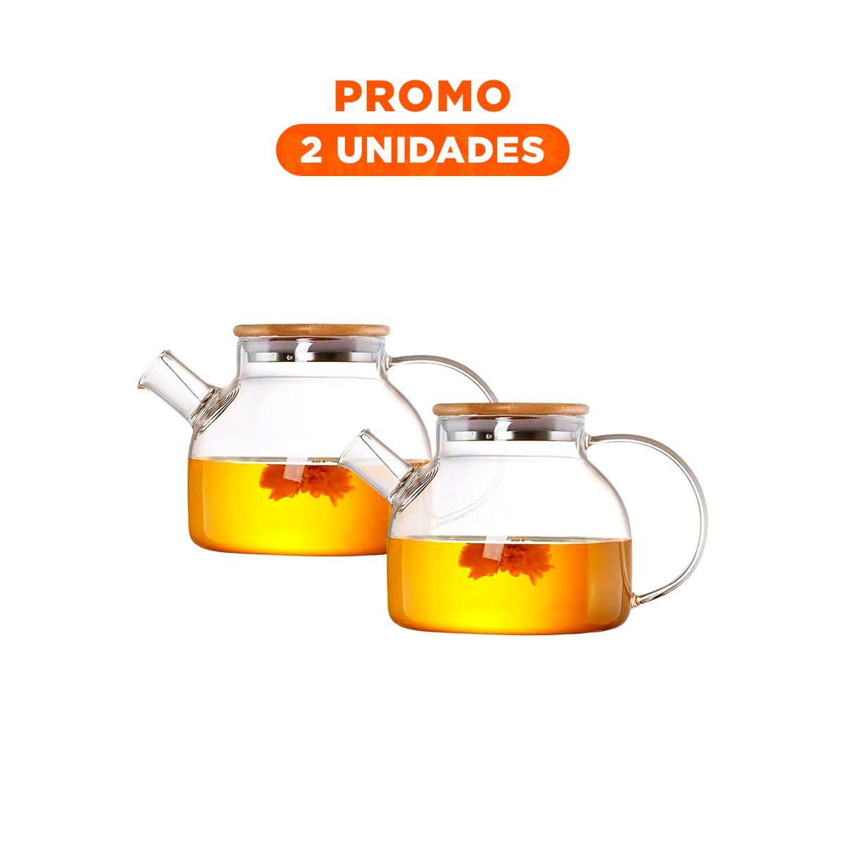 Pack2 Contenedor de Vidrio 1L con Tapa de Madera y Filtro en Pico YRegalo Sticker