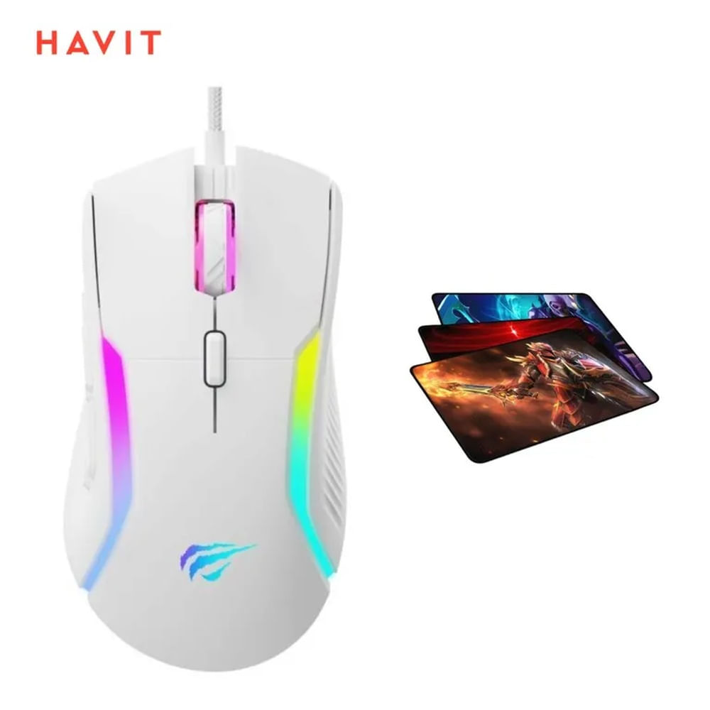Mouse Gamer Led 9b 8000dpi Havit Gamenote MS1033 + Pad Mouse Blanco