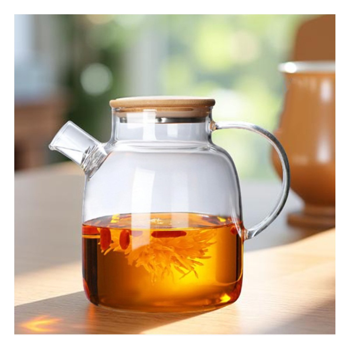 Jarra de Vidrio 1.8L con Tapa de Madera y Filtro incluido para Agua e Infusiones YPapel Regalo