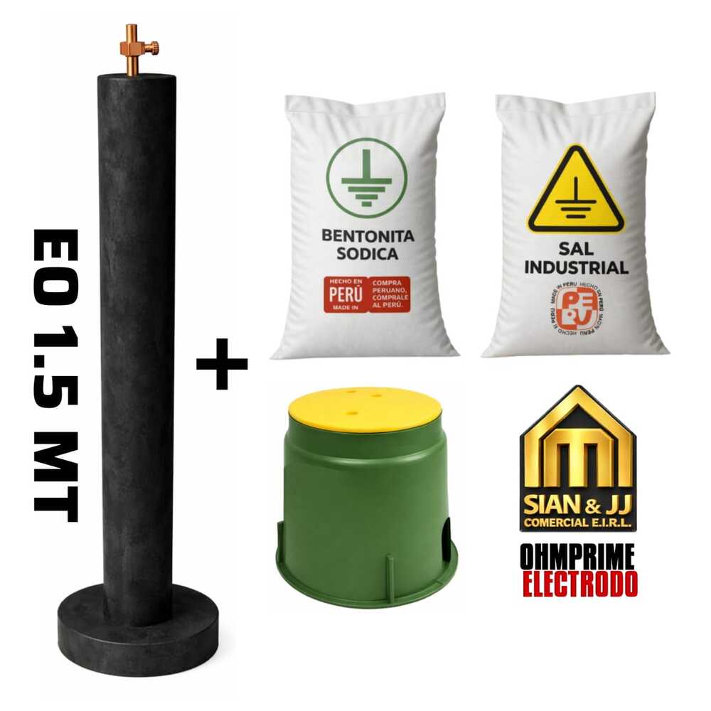 SISTEMA PUESTA TIERRA ELECTRODO 3-4 MAS ADITIVOS Y BOVEDA 2.4M OHMPRIME
