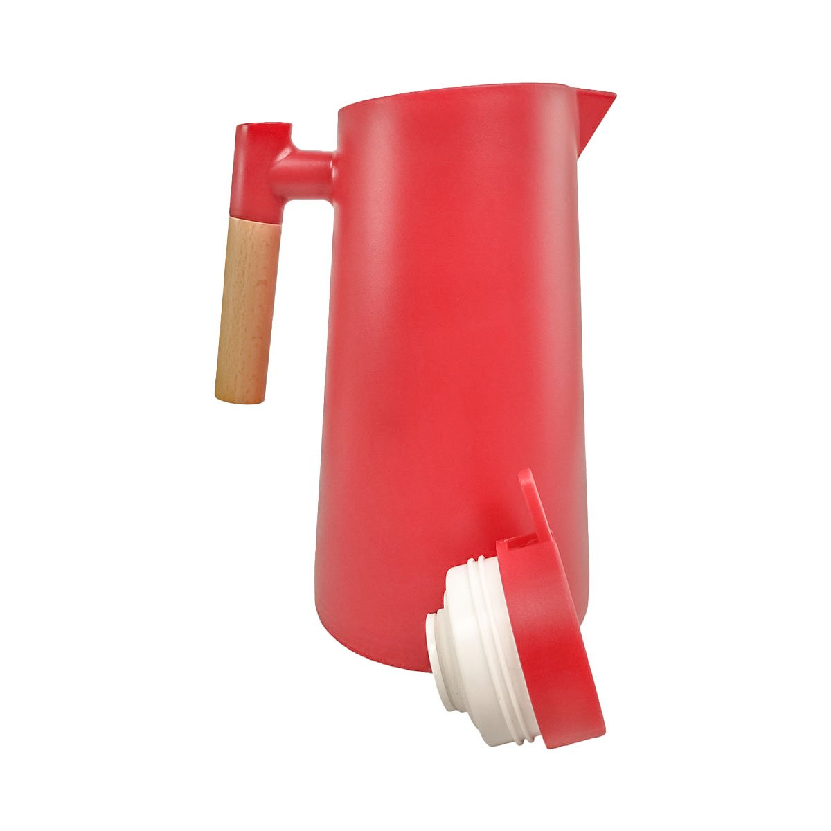 Envase Termo 1L Color Rojo con Mango de Madera Practico para Mantener Liquidos YRegalo Sticker